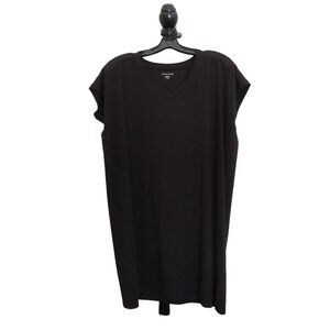 Eileen Fisher Black Boxy V-Neck, Knee Length Cotton Blend Dress, Medium - NWT